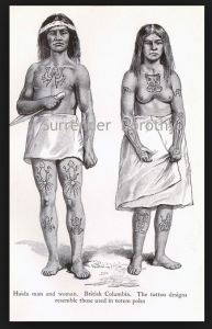 Haida Man and Woman with tattoos       Source:Vanishingtattoo.com 